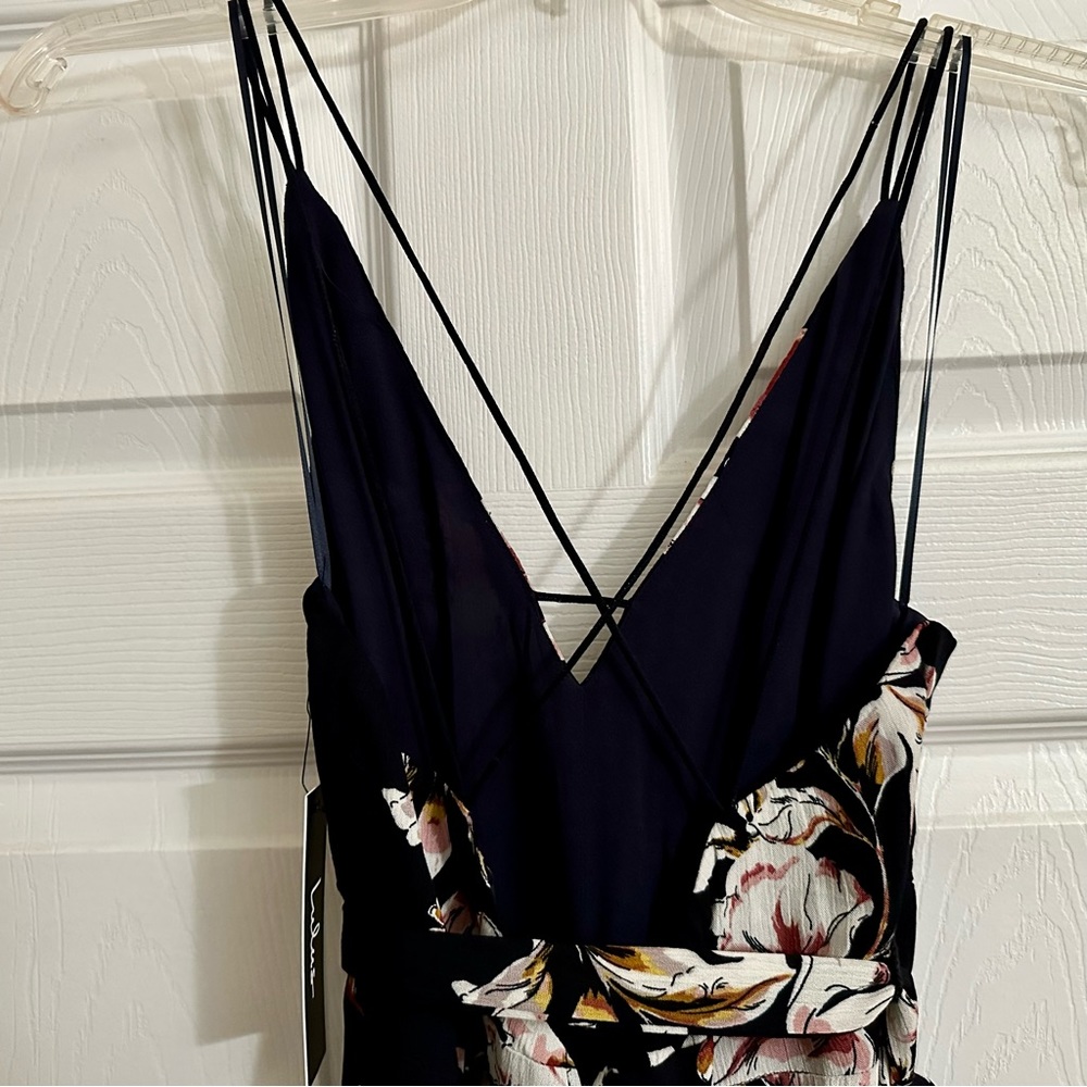 NWT Lulus Maxi dress floral pattern navy blue size XL - Picture 4 of 7